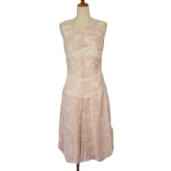 23区applaudir ワンピース フレア 花柄 レース ノースリーブ シフォン 38 ピンク