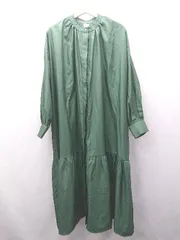 ◇ ⊂ Lowy by Corners コーナーズ スタンドカラー 長袖 ロング ワンピース サイズL グリーン系 レディース E  【1506230032303】