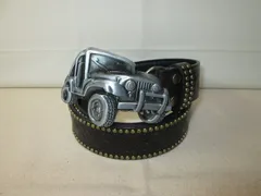 ベルト ジープ 車 カー デザイン バックル PUレザー ダークブラウン メンズ レディース カジュアル かっこいい レア