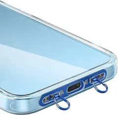 SPILOOPS ストラップホルダー 2口ダブルリング 極薄0.4mm ステンレス製 充電干渉なし 回転防止 落下・紛失防止(サファイアブルー)