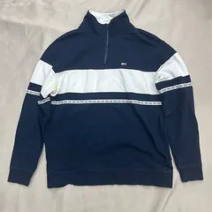 TOMMY JEANS  ハーフジップ スウェット　トレーナー L ネイビー　ホワイト　紺　白