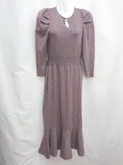 ◇ ⊇ snidel スナイデル 襟の着脱可能 ストレッチ素材 長袖 ロング ワンピース サイズone パープル系 レディース E  【1410100030132】