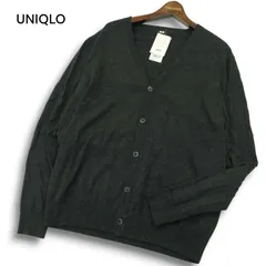 新品★ 未使用 UNIQLO ユニクロ エクストラファインメリノウール Vネック ニット カーディガン Sz.XL メンズ グレー 大きい