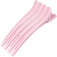 ヘアクリップ 美容師 業務用 跡がつかない ダッカール 滑り止め プロ用 11.8cm Lサイズ (ピンク色、4個入り)
