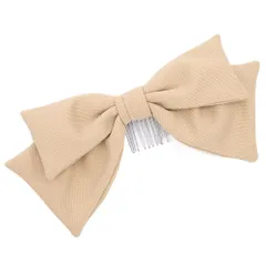 髪飾り リボン 卒業式 袴 ベージュ クリーム色 コーム 大きめ 大人可愛い レトロ 大正ロマン 粋 日本製 お洒落 成人式 振袖 前 No.9-5215