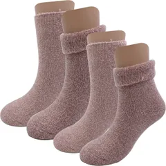 【在庫処分】冷え取り 発熱 モコモコ 暖かい 保温力 防寒靴下 ルーム 女性 極厚 消臭抗菌22-25CM 裏起毛 レディースソックス 4足セット」冬 [Sondity]