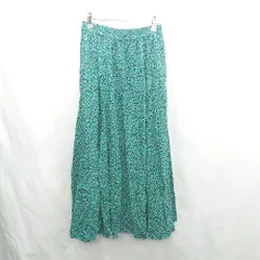 ◇ Θ AMERICAN HOLIC 花柄 ウエストゴム ロング丈 フレア スカート サイズM ブラック グリーン系 レディース E  【1502030022353】