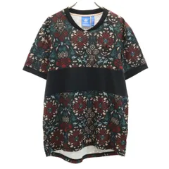 adidas Originals アディダスオリジナルス トレフォイルロゴ フラワープリント 半袖 Tシャツ O ブラック レディース 古着