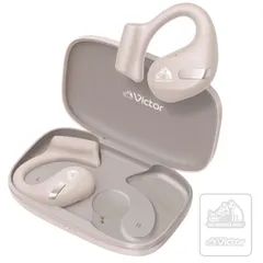 JVCケンウッド Victor HA-NP50T-CA ワイヤレスイヤホン Bluetooth オープンイヤー 耳をふさがない ながら聴き マルチポイント 耳掛け 最大38時間再生 マイク付き ベージュ ステッカー付 [ベージュ] [単品]