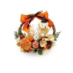 ［ 2024年 mamawreath ］ハロウィン くま ベアー フラワーリース マスコット 花 ギフト プレゼント 人形 贈り物 リース おしゃれ 玄関 インテリア お祝い 誕生日 プレゼント ハーフベアーリースOR(HP-6328 A)
