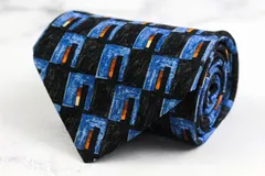 エルメネジルドゼニア ブランド ネクタイ 総柄 格子柄 パネル柄 シルク PO メンズ ネイビー Ermenegildo Zegna 【中古】