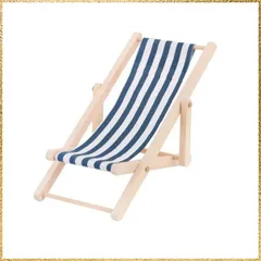 ☆彡送料無料でお届け☆彡Color:ブルー_Size:11*5cm SAFIGLE 1個 ミニチュアデコレーションオーナメント ミニチュアチェア ベビーキャンプチェア ミニデッキチェア ビーチチェア ドールハウス用 キッズアクセサリー 木製 布張り ブルー 1