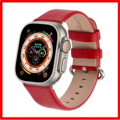 【送料無料 】 38/40/41mm_レッド/シルバーバックル Litchi アップルウォッチ バンド レザー apple watch ベルト iwatch バ