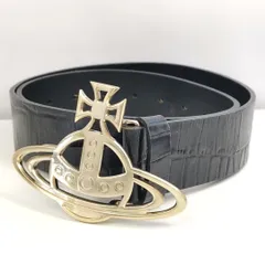 【 Vivienne Westwood 】B A-1 ヴィヴィアンウエストウッド オーブ レザー ゴールド金具 ベルト 98cm レディース 服飾小物 ブラック系