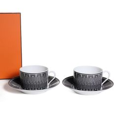 ★★★箱だけ難あり★★★ エルメス アッシュデコ ブレックファスト カップ＆ソーサー ペア340ml HERMES H Deco Rouge