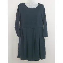 ◇ KBF+ ケービーエフプラス ボーダー ストライプ 長袖 ミニ ワンピース サイズONE ネイビー グリーン レディース  【中古】 【1204040003208】