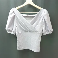 ◇ INGNI Vネック ウエストゴム 無地 シンプル おしゃれ 半袖 ブラウス サイズM パープル レディース E  【1308160051061】