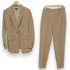 美品 Theory セオリー TRACEABLE WOOL ストレッチ テーラードジャケット イージーパンツ スーツ セットアップ キャメル ブラウン レディース 古着 中古 USED