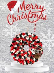 No.674 布リース　クリスマスリース　ハンドメイド