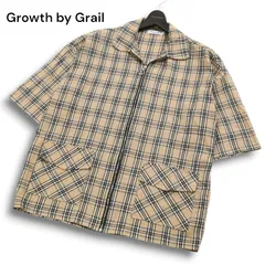 Growth by Grail グロースバイグレイル オーバーサイズ★ チェック 半袖 ジップ シャツ ブルゾン ジャケット Sz.M メンズ