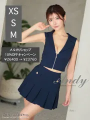 ネイビー　[ON2903-NV-2411]【ANDY/アンディ】ジャケット風カラー/ フロントジップ/ ノースリーブ/ プリーツ/ フレア/ セットアップ/ ミニドレス/ キャバドレス