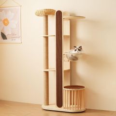 キャットタワー 猫タワー キャットツリー スリム 高さ173.5cm 据え置き ネコタワー 上り下りしやすい 爪とぎポール 木製 可愛い 子猫 大型猫 ペット用品 おしゃれ