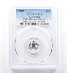 2022年 アトラリア 25ドル プラチナ 1910 フローリン 1/4オンス MS70 PCGS 