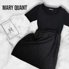 MARY QUANT マリークワント ミディ丈ワンピース 膝丈 秋冬服 半袖 黒【A45】