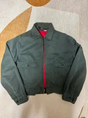 【ヴィンテージ】リー　ノーカラーワークジャケット L ブラック　レイヤード ゴーシュ ストレッチブラック ノーカラージャケット | Less