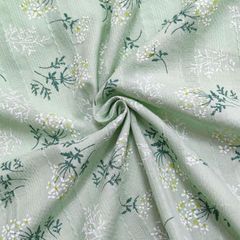 新品 [moonfarm] 花柄 コットン 生地 選べる6色 幅1.4m 綿100％ ジャガード 手芸 レース フラワー 布 (2m グリーン)
