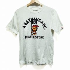 A BATHING APE(ア ベイシング エイプ) 半袖カットソー サイズS レディース - 白×黒×マルチ クルーネック