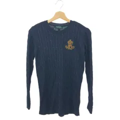 LAUREN RALPH LAUREN ローレンラルフローレン ケーブルニット 小さいサイズ:XS ロゴワッペン/長袖    ネイビー レディース / 240002231651