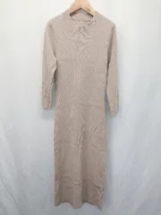 ◇ ⊇ RESEXXY リゼクシー タイト 長袖 膝下丈 リブニット ワンピース サイズM ベージュ系 レディース E  【1411070018557】