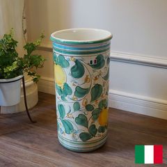 傘立て 陶器 イタリア レモン柄 手彩色 傘立て スリム インテリア 雑貨 アンティーク 傘立 玄関 インテリア 置物 アンティーク 北欧 かさたて