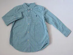 ラルフローレン ralph lauren アウトレット 子供服 男の子 7歳 約 130cm 長袖 シャツ チェック ボタンダウン 青 緑 スモールポニー 春 夏 ★4 トップス ボーイズ 男児 キッズ 【中古】 ユーズド リサイクル こども