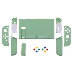 【新着商品】eXtremeRate Switchに対応用カスタムDIY交換ケースシェル、ピュアカラーのSwitchコンソールに対応用バックプレート、NSに対応用ジョイコンホルダーハンドルコントローラーハウジング、フルボタンセットが付き【マッチャグリーン】 0