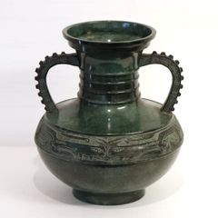 金属製花器 19cm 幾何学模様 昭和レトロ アンティーク 骨董 - メルカリ