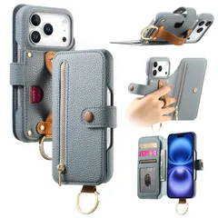 送料無料 ブルー iPhone17pro ケース 手帳型 スマホケース 小物入れ　超繊皮 RFID磁気防止 スキミング防止