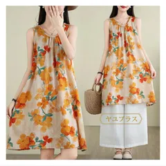 ワンピース レディース 膝丈 未使用 ワンピース チュニック ノースリーブ ワンピ 花柄 体型カバー ゆったり シンプル タンクワンピース インナー ワンピース プルオーバー クルーネック ルームウェア ルームワンピース 春 夏 weixz44