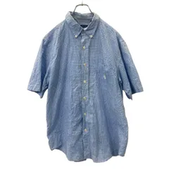 CHAPS 半袖シャツ チェックシャツ L サイズ チャップス チェック ブルー 胸ポケット 古着卸 アメリカ仕入 t2406-3421