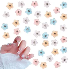 【在庫処分】ネイルパーツ 花 60個入り 3D 立体 お花パーツ 樹脂 可愛い 小さい フラワー ネイルストーン ジェルネイル レジン用 ジュエリーパーツ ネイルアート ハンドメイド デコパーツ
