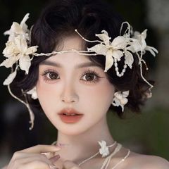 フラワー 花びら お花 シルバー 透かし 髪飾り ヘッドドレス ティアラ 成人式 前撮り 和装 ウエディング ブライダルアクセサリー シンプル 上品