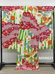 振袖 仮絵羽 金駒 金彩 紋意匠 鶴 正絹 未仕立て品 八掛付き MOK621