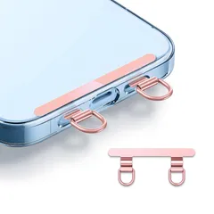 【在庫セール】スマホアクセサリー iPhone対応 落下紛失防止 丈夫 充電干渉なし (ローズゴールド) 薄型 携帯ストラップホルダー ステンレス製 極薄0.4mm ダブルリング 2口 ストラップホルダー ストラップホルダー スマホ Heptour