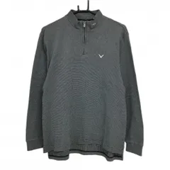 キャロウェイ 長袖ハイネックシャツ 黒×白 地模様 ロゴ刺しゅう ハーフジップ メンズ L ゴルフウェア Callaway