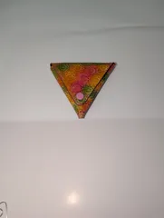 ハンドメイド　三角コインケース　革製