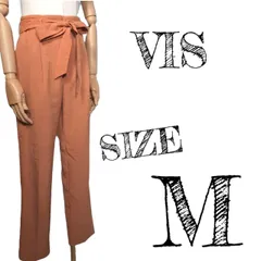 【ビス】VIS  カジュアルパンツ　スラックス　リボン　オレンジ　Mサイズ　古着