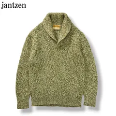 【希少】 70sヴィンテージ ジャンセン jantzen ショールカラー ウール ニット セーター アメカジ ストリート M モスグリーン メンズ