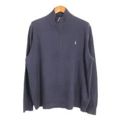 Polo by Ralph Lauren ポロ ラルフローレン ドライバーズニット ハーフジップ セーター ネイビー (メンズ XL) 中古 古着 R0904