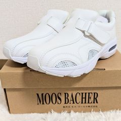 【未使用】ナースシューズ スニーカー MOOS BACHER モスファイン 385 ホワイト 24.0 軽い 幅広 エアークッション ユニセックス 大きいサイズ 疲れにくい クッション 医療 介護 看護師 ナース 介護士 病院 教師 学校 プロ仕様 人気 定番